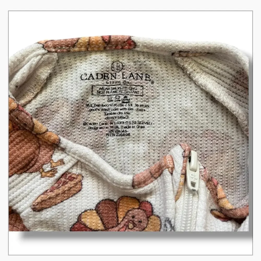 Caden Lane Thanksgiving Turkey & Pie Bamboo Waffle Footie Pajamas (6–12 Months)